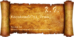 Kecskeméti Irma névjegykártya