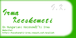 irma kecskemeti business card